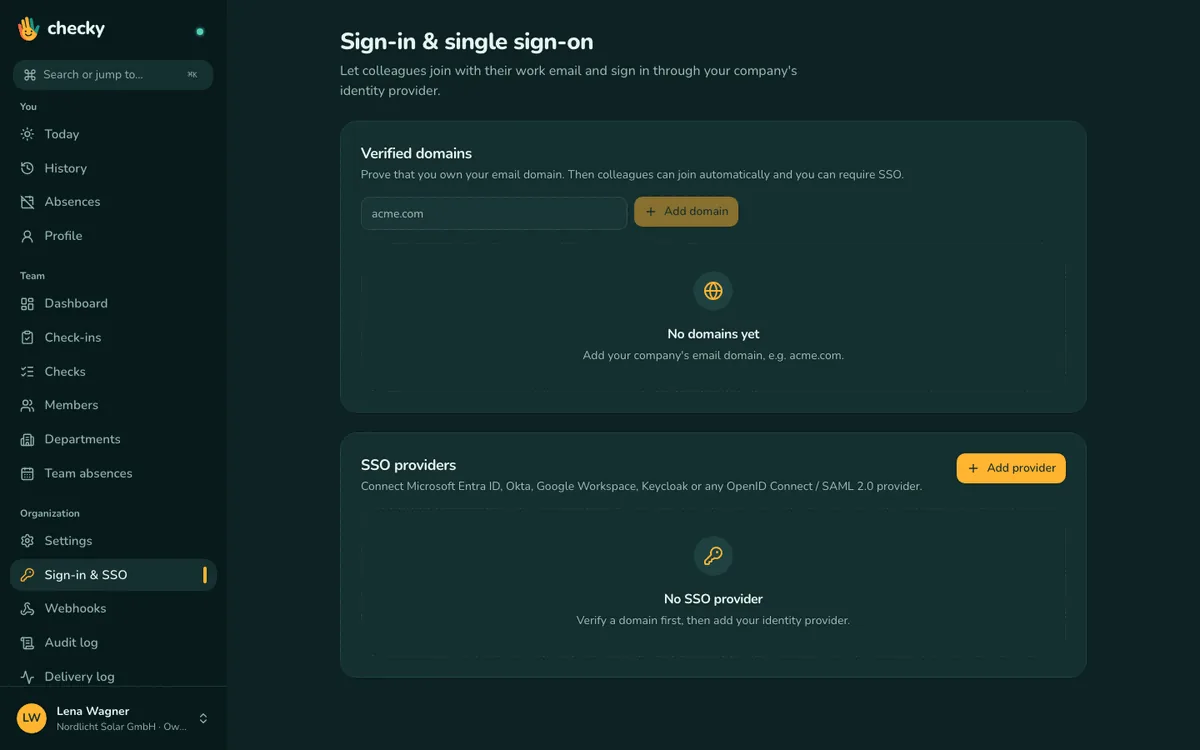SSO: OIDC and SAML per organisation